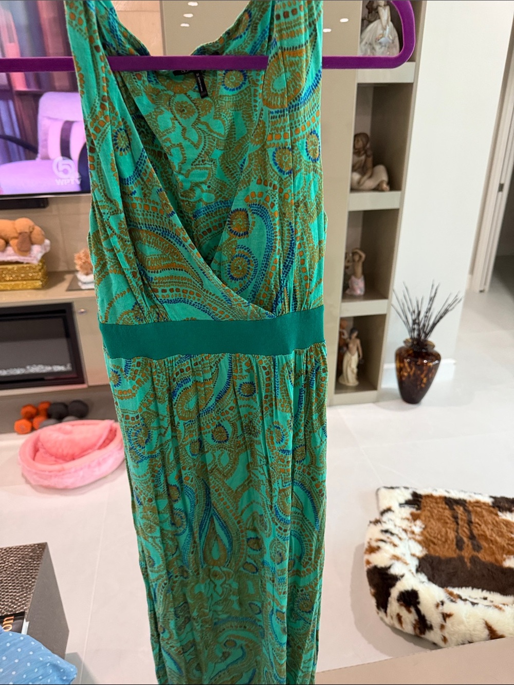 Daisy Fuentes Green Paisley Sleeveless Maxi Dress